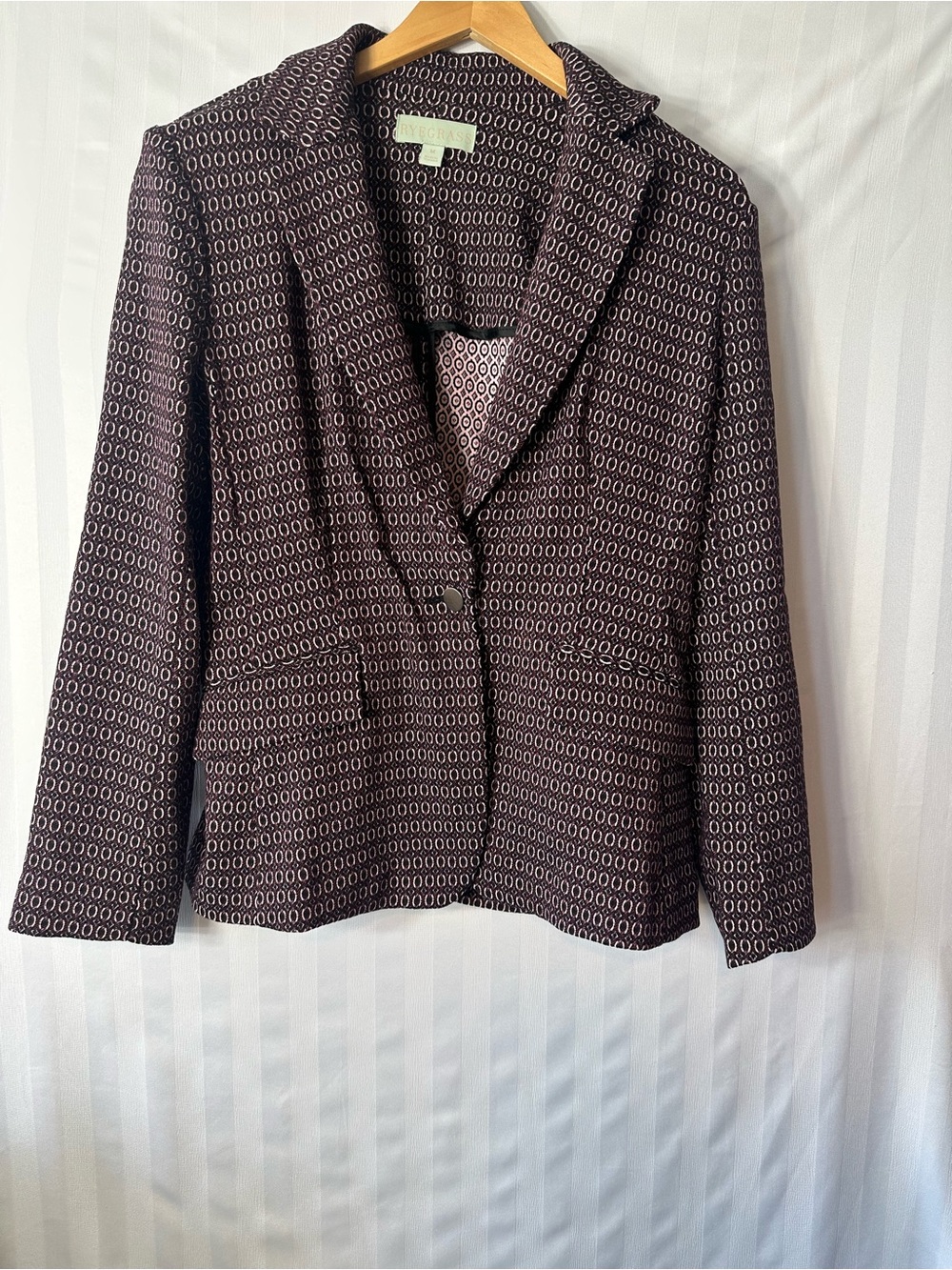 Women's Patterned Blazer Jacket - Black & White Geometric